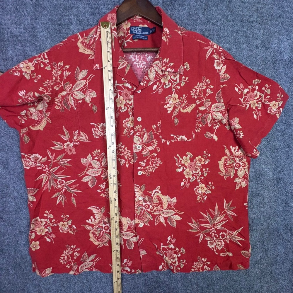 Polo Ralph Lauren Vintage Camp Shirt Mens Xxl Red Flo… - Gem
